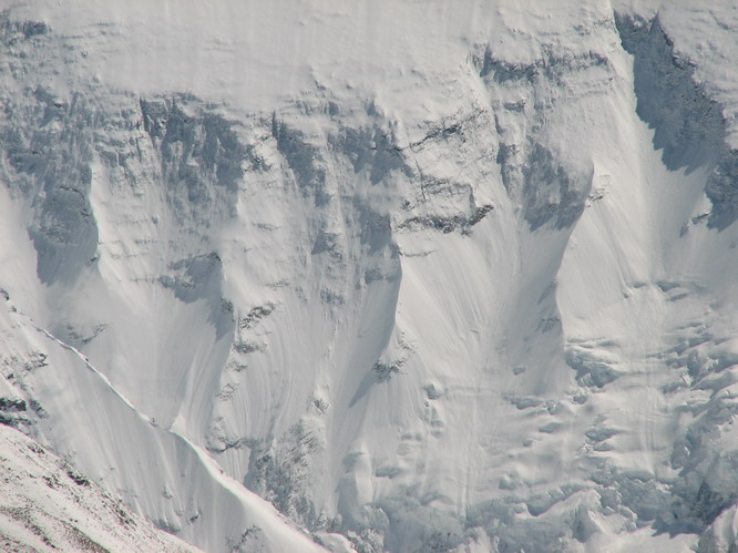 Close up of the north face of Mt. Everest.
